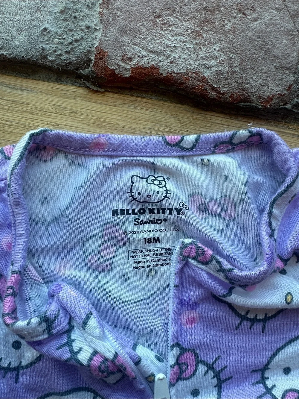 Hello Kitty Lavender Printed Zip-Up Kids One-Piece Footie Pajamas